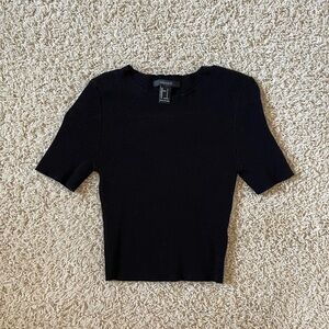 Forever 21 Black Ribbed Crop Top